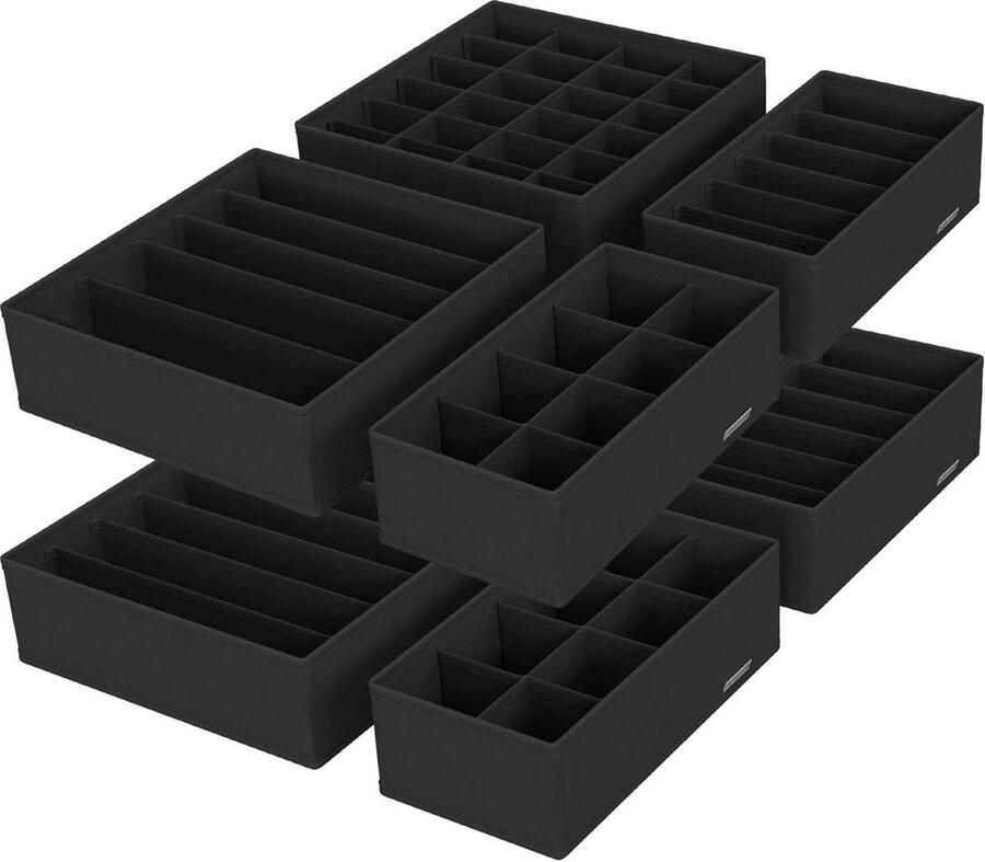 Opbergdozen ondergoed lade-organizer set van 8 zwart stoffen