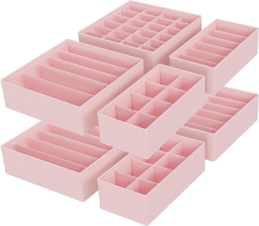 Opbergdozen voor ondergoed lade-organizer set van 8 roze stoffen