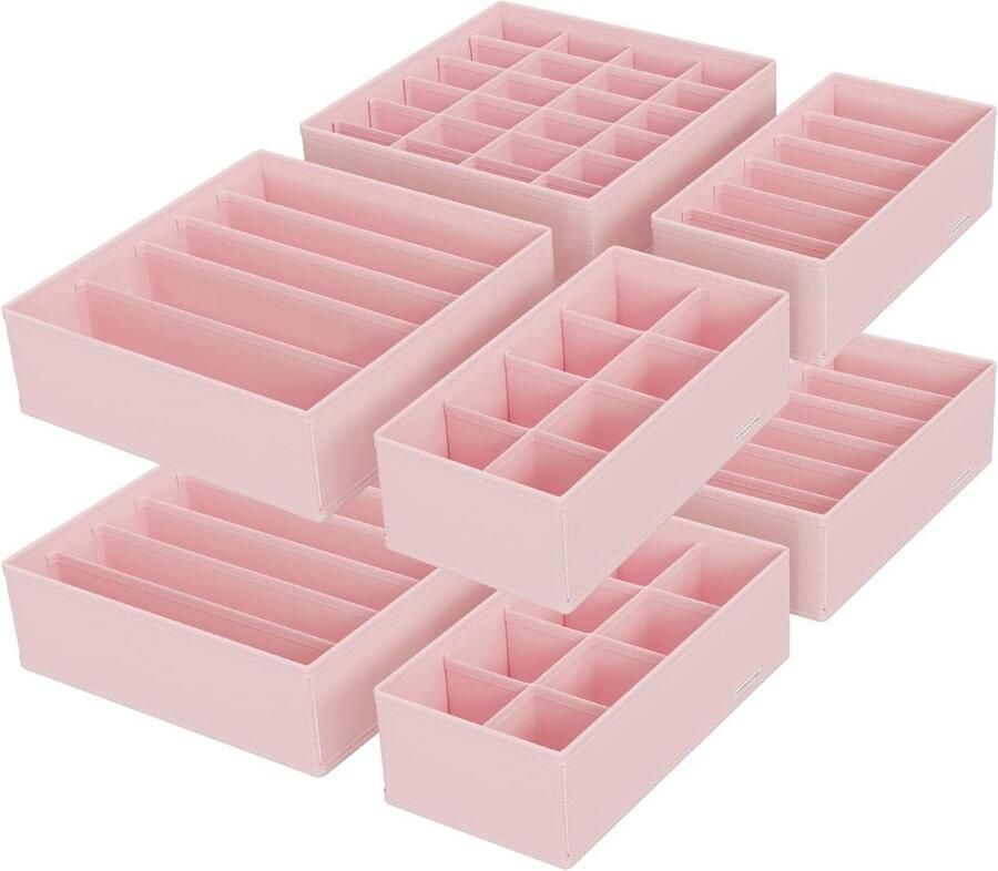 Opbergdozen voor ondergoed set van 8 lade-organizer opbergsysteem voor garderobe roze RUS008P01