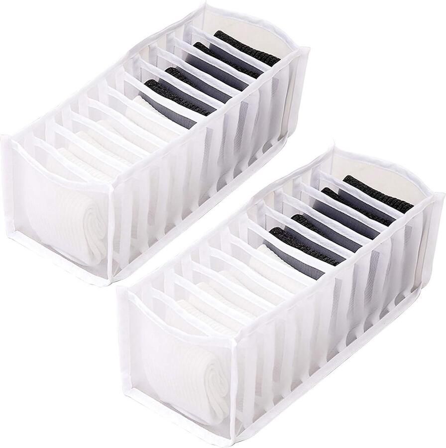 Opbergdozen voor ondergoed stropdassen sokken beha-opslag vouwdoos lade-organizer opbergsysteem kledingkast (wit 11 vakken + 11 vakken)