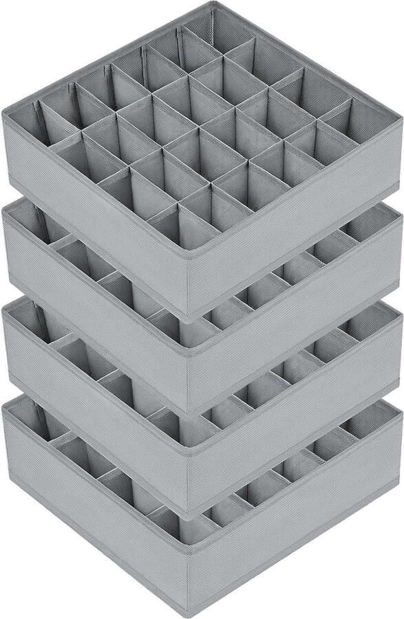 Opbergdozen voor sokken en ondergoed opvouwbaar 4 stuks hennep