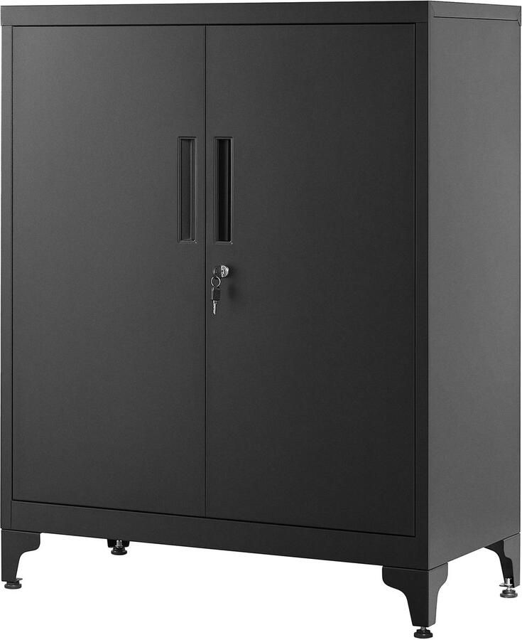 Opbergkast archiefkast garagekast kantoorkast met slot stevig en duurzaam metalen frame modern en eenvoudig design geschikt voor kantoor studeerkamer woonkamer en garage 80 x 40 x 180 cm zwart