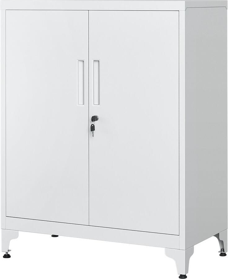Opbergkast archiefkast garagekast kantoorkast met slot stevig en duurzaam metalen frame modern en eenvoudig design geschikt voor kantoor studeerkamer woonkamer en garage 80 x 40 x 180 cm grijs