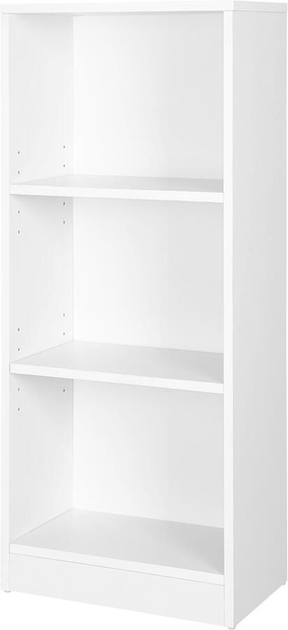 Opbergkast Boekenkast Multifunctioneel opbergmeubel Met 3 opbergrekken en verstelbare planken Stevig houten frame Modern en strak design Geschikt voor woonkamer keuken slaapkamer en kinderkamer 40 x 24 x 93 cm Wit