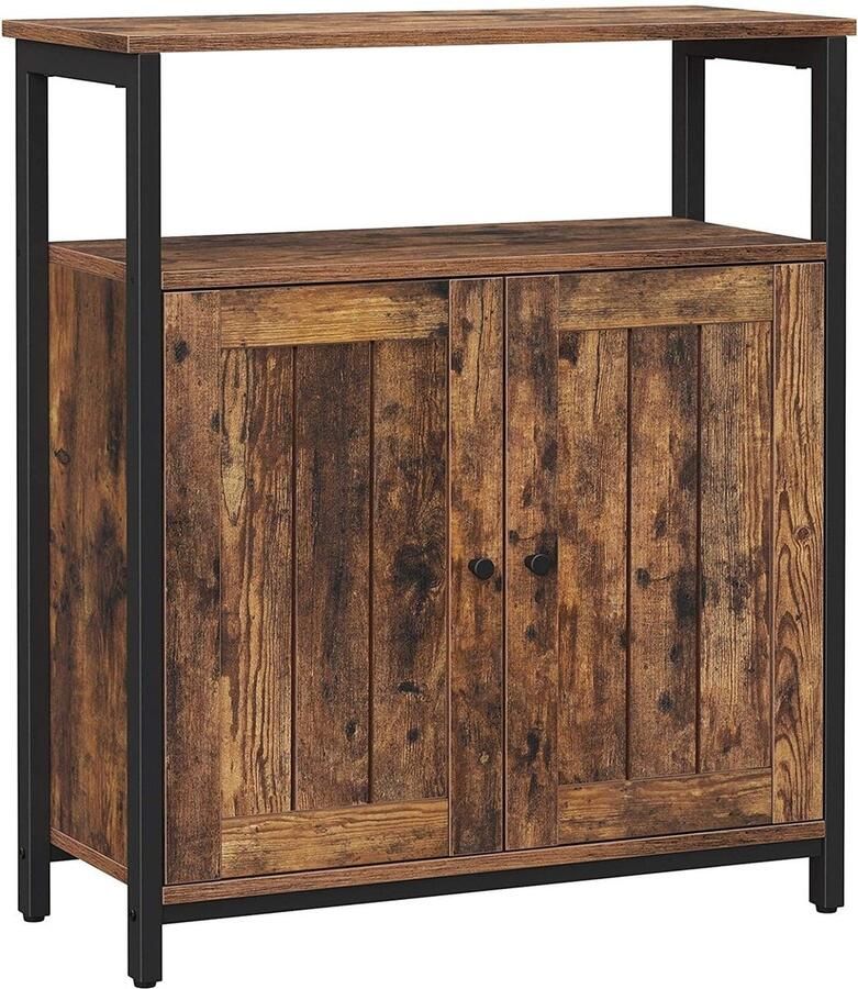 Rootz Living Rootz Opbergkast Commode Boekenkast Dressoir Kast met 3 Planken en 2 Deurtjes 68 6 x 30 x 80 cm (LxBxH)