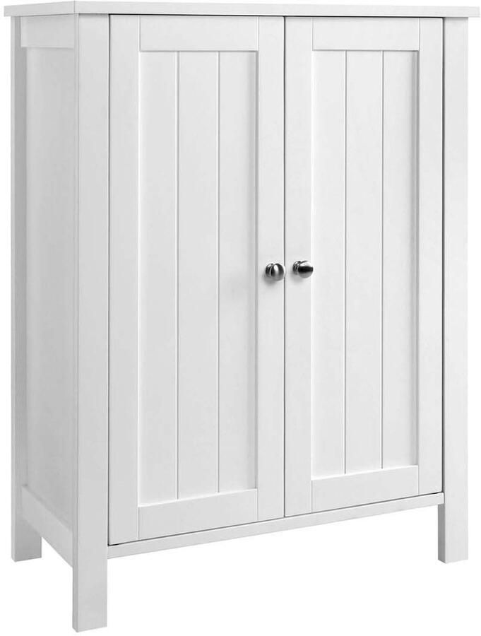 Opbergkast Dressoir Badkamerkast Bijzetkast met verstelbare legplank en 2 deuren stevig en duurzaam houten frame stijlvolle en moderne uitstraling geschikt voor woonkamer keuken slaapkamer en badkamer 60 x 30 x 80 cm wit