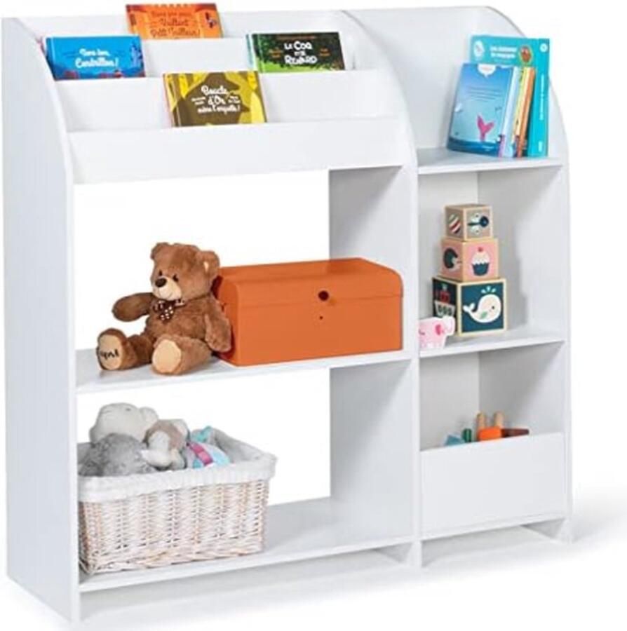 Opbergkast EMMA speelgoedrek en kinderrek van wit hout
