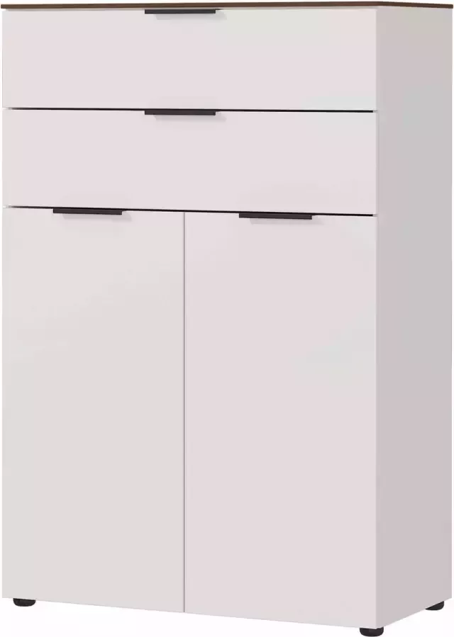 Maison Home Opbergkast Ivory Walnoot Zand Breedte 81 cm Hoogte 120 cm Diepte 40 cm Met lades Met planken Met openslaande deuren