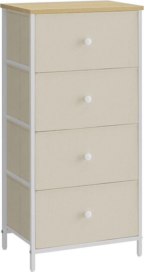 Rootz Living Rootz Opbergkast Kledingkast Organizer Ladekast Spaanplaat Staal 30cm x 45cm x 91 7cm Camel Geel-Creme Wit