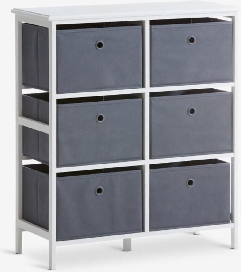 Opbergkast met 6 Stoffen Lades – Wit Grijs – 70x30x80 cm – Lichtgewicht Ladekast – Doe-het-zelf Montage