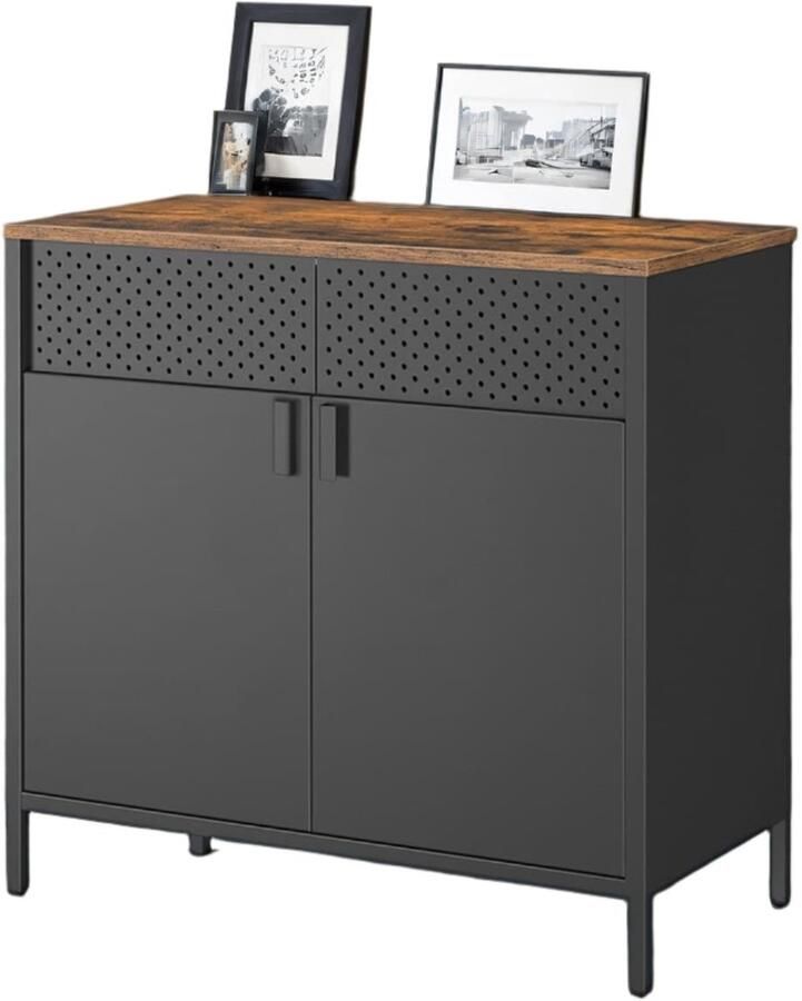 Opbergkast metalen kast vintage bruin zwart