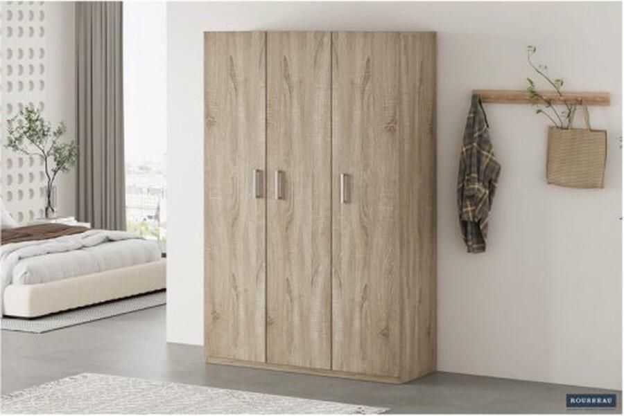 ZAZA Home Opbergkast 'Mike' 120 cm 3 deuren Sonoma WR04 Spaanderplaat en decor