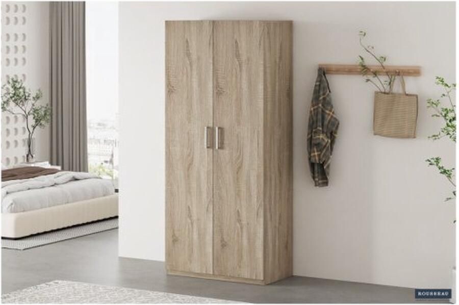 ZAZA Home Opbergkast 'Mike' 80 cm 2 deuren Sonoma WR03 Spaanderplaat en decor