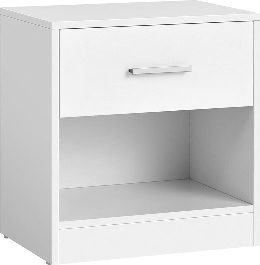 Opbergkast Nachtkastje Staande kast Bijzettafel met 1 lade en 1 open opbergvak stevig en duurzaam houten frame stijlvol en minimalistisch design geschikt voor woonkamer en slaapkamer 28 x 39 x 41 cm wit
