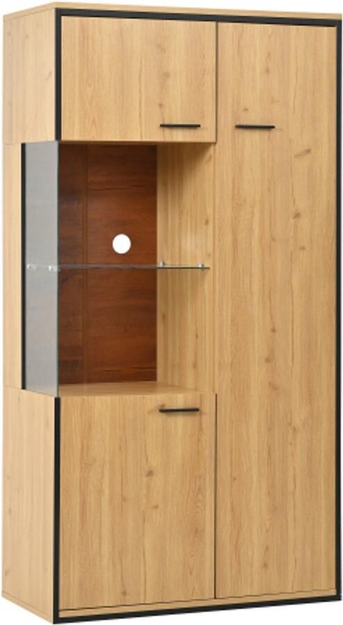 Zonder merk Gotagee Opbergkast Presentatiemeubel LED kast Vitrine met glazen planken Etalagekast Natuurlijk