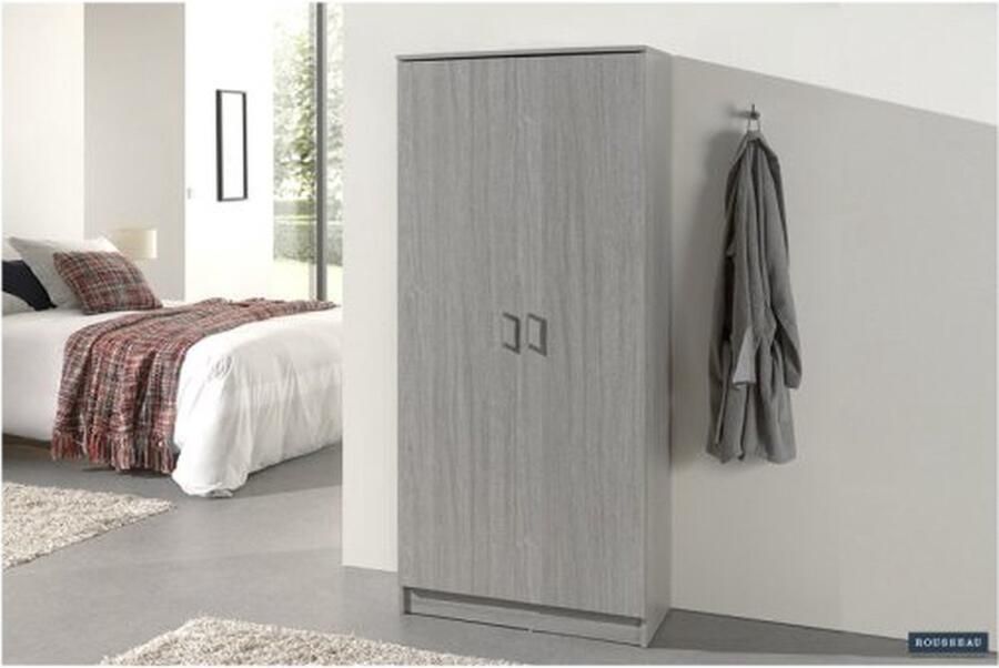 ZAZA Home Opbergkast 'Ray' 2 deuren en 4 legplanken Grijze eik Spaanderplaat en decor