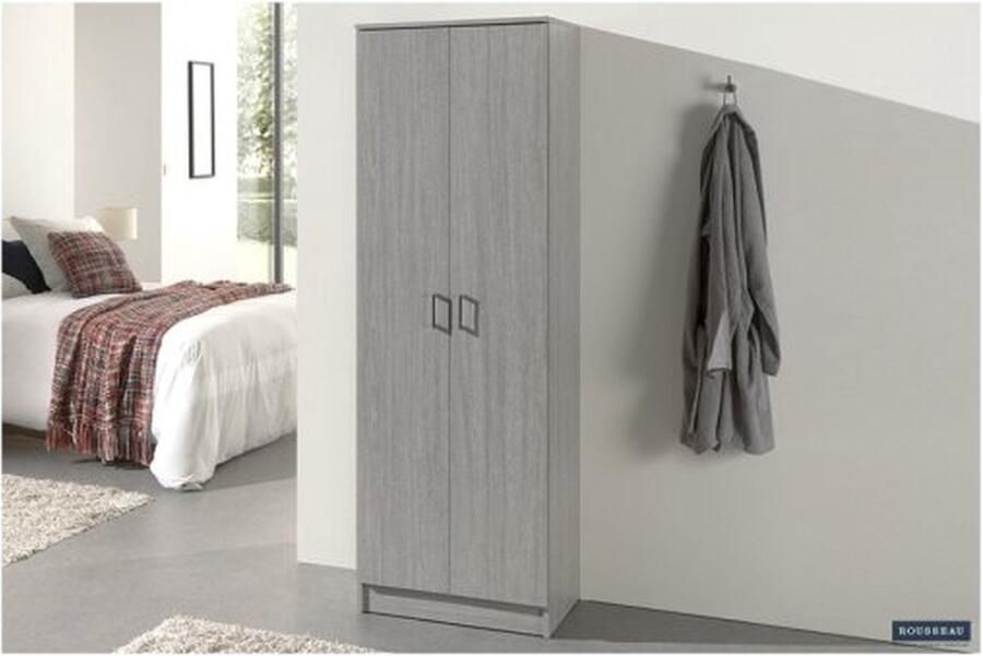 ZAZA Home Opbergkast 'Ray' 2 deuren en 4 legplanken Grijze eik Spaanderplaat en decor