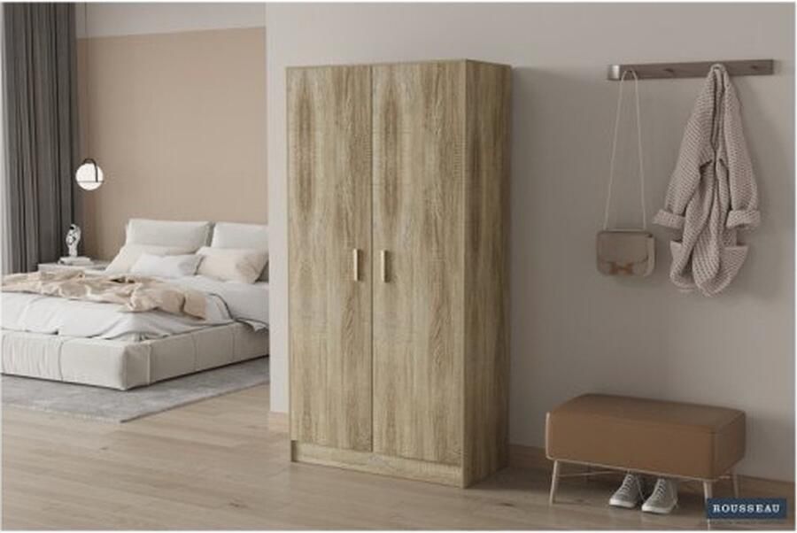 ZAZA Home Opbergkast 'Space' 2 deuren en 4 legplanken Sonoma Spaanderplaat ABS boorden en decor