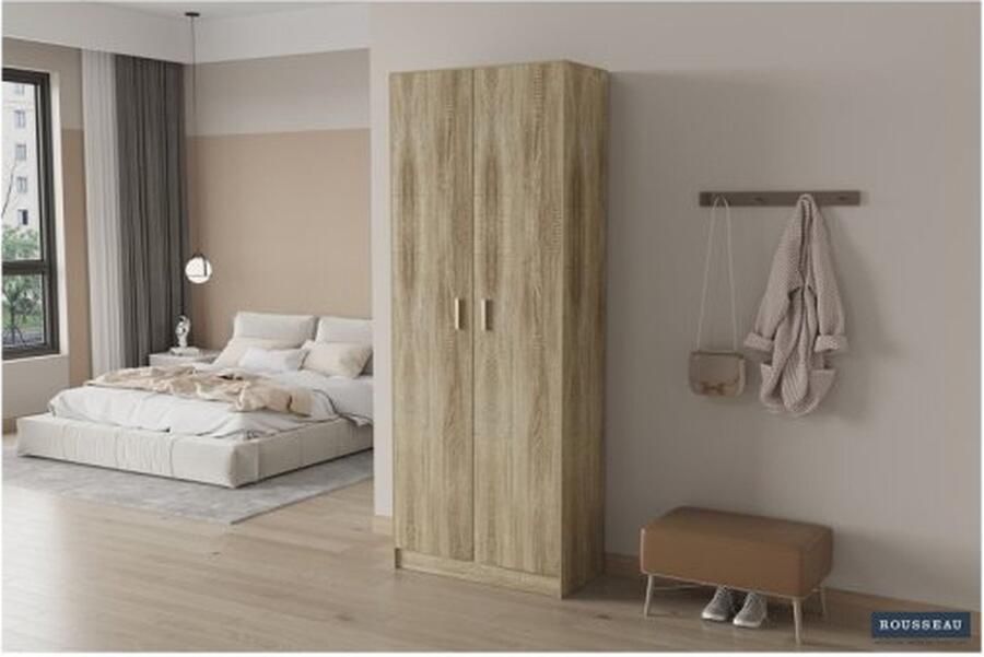 ZAZA Home Opbergkast 'Space' 2 deuren en 5 legplanken Sonoma Spaanderplaat ABS boorden en decor