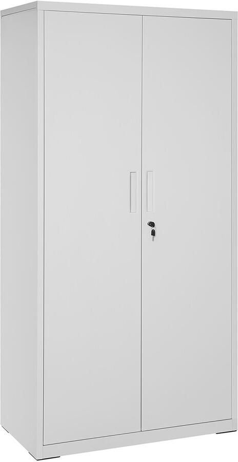 Opbergkast staande kast dossierkast met 2 deuren en 5 verstelbare planken stevig en duurzaam metalen frame stijlvolle en eenvoudige uitstraling geschikt voor kantoor garage en studeerkamer 40 x 80 x 180 cm grijs