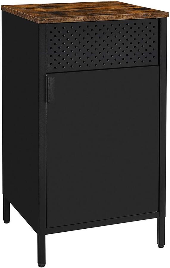 Opbergkast staande kast dressoirkast met verstelbare plank en 1 geventileerde deur stevig metalen frame modern en minimalistisch design geschikt voor woonkamer slaapkamer badkamer en keuken 42 5 x 40 x 76 cm zwart