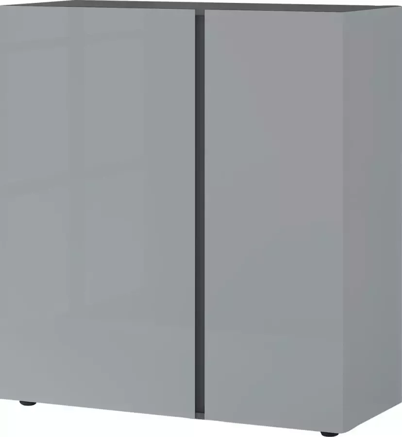 Opbergkast Taranto Grafiet Zilvergrijs Breedte 94 cm Hoogte 103 cm Diepte 43 cm Met planken Met openslaande deuren