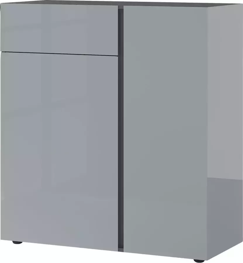 Opbergkast Taranto Grafiet Zilvergrijs Breedte 94 cm Hoogte 103 cm Diepte 43 cm Met lades Met planken Met openslaande deuren