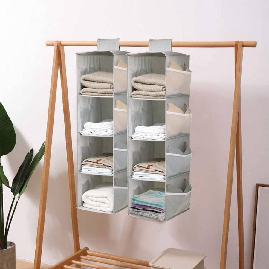 Opbergkast voor hangende kasten 4-traps wasbare kledingkast voor hangende jurken inklapbare kledingkast met zakken voor accessoires Oxford-stof