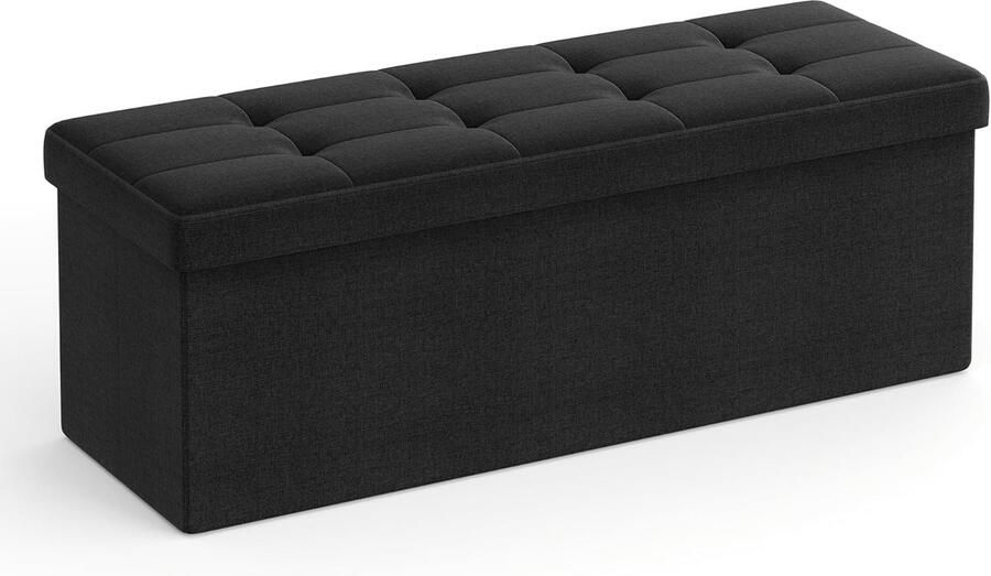 Opbergkruk bedbank voetenbank met opklapbaar verborgen opbergvak opvouwbaar ontwerp om ruimte te besparen huidvriendelijke en zachte bekleding geschikt voor slaapkamer woonkamer en gang 110 x 38 x 38 cm zwart