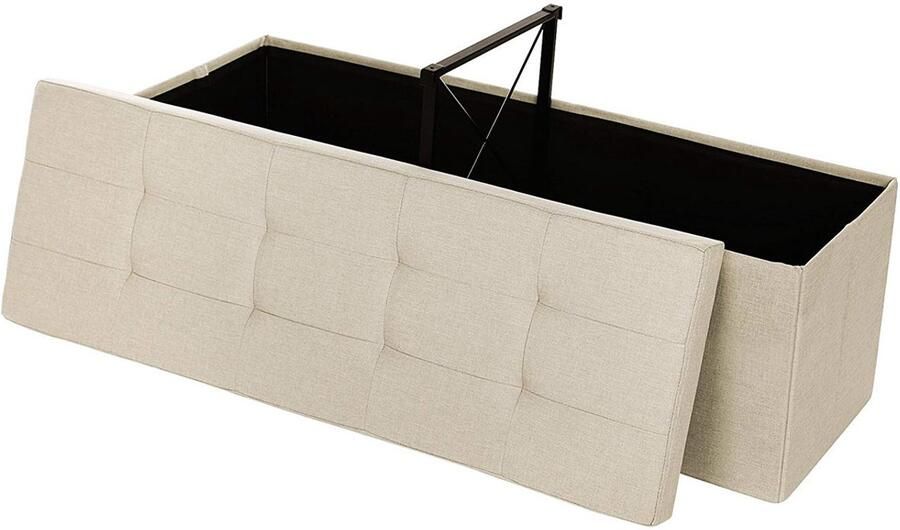 Opbergkruk bedbank voetenbank met opklapbaar verborgen opbergvak opvouwbaar ontwerp om ruimte te besparen huidvriendelijke en zachte bekleding geschikt voor slaapkamer woonkamer en gang 110 x 38 x 38 cm beige