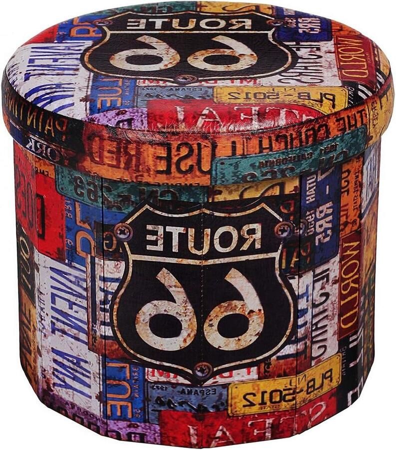 Opbergkruk met deksel Voetenbank voor speelgoed Ronde opbergdoos 38x38x33 5 cm