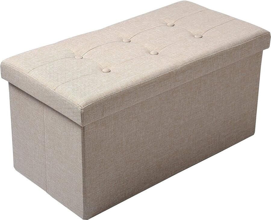 Rootz Living Rootz Opbergkruk Opvouwbare zitkist Grote capaciteit Linnen stof 76 cm x 38 cm x 37 5 cm Schoenenbank Bedbank