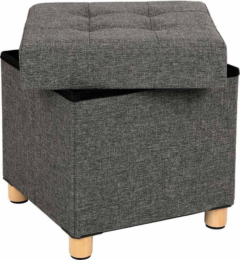 Rootz Living Rootz Opbergkruk Poef Voetensteun Imitatielinnen Hoogwaardige schuimvulling Gemakkelijk te verplaatsen 38cm x 40cm x 38cm