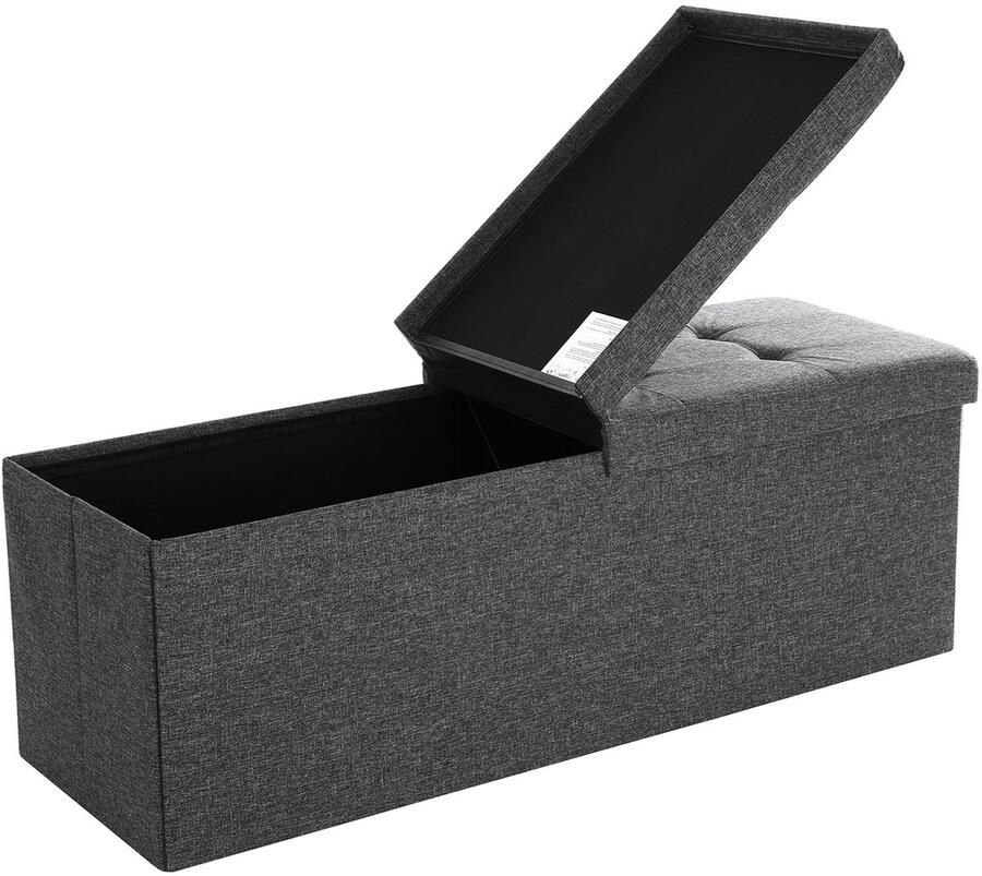 Opbergkruk voetenbank bedbankje met 120L grote opbergvakken met deksel Huidvriendelijk zacht materiaal Modern strak design Stevig duurzaam en eenvoudig te monteren 110 x 38 x 38 cm Grijs