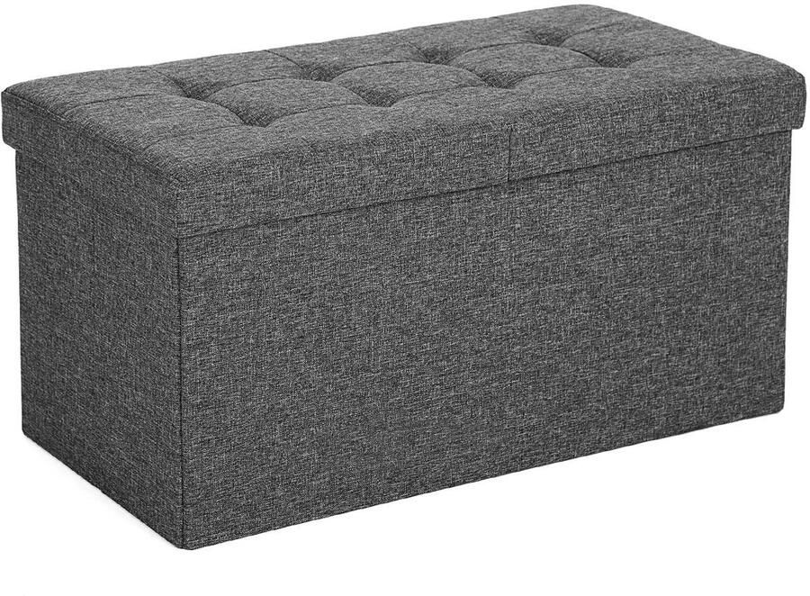 Opbergkruk voetenbank bedbankje met 80L grote opbergvakken met deksel Huidvriendelijk zacht materiaal Modern strak design Stevig duurzaam en eenvoudig te monteren 76 x 38 x 38 cm Grijs