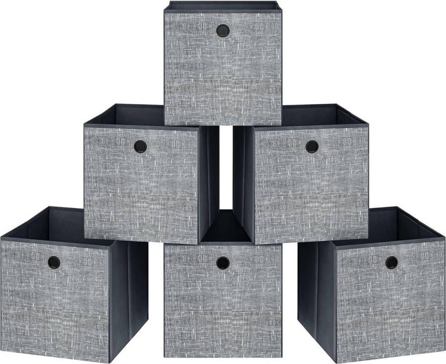 Opbergkubus 30 cm opvouwbare kubusopbergdozen met handgrepen set van 6 kastorganizer voor planken grijs