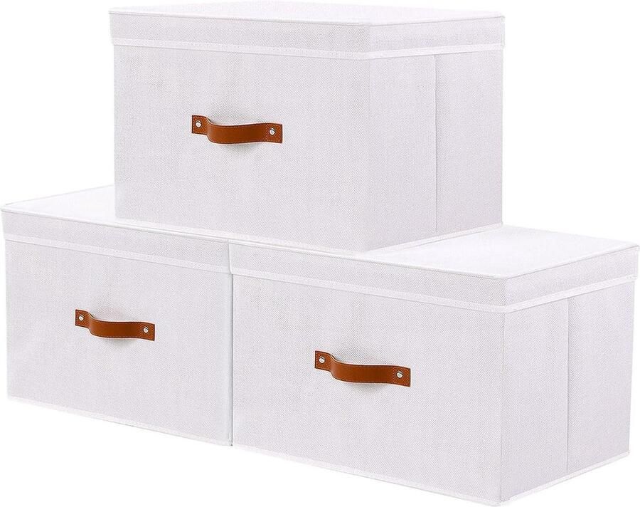 Opbergkubus met handgrepen opvouwbare opbergdozen 3 stuks wit 38 x 25 x 25 cm