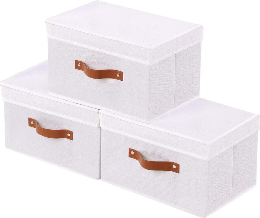 Opbergkubus opvouwbare opslag 3 stuks wit 33 x 23 x 20 cm