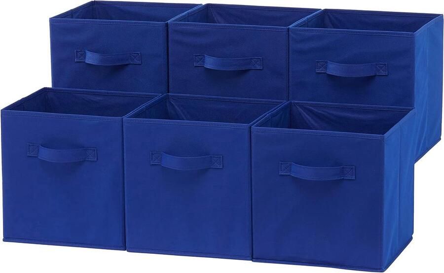 Opbergkubus organizer set van 6 marineblauw stof 26 6 x 26 6 x 27 9 cm