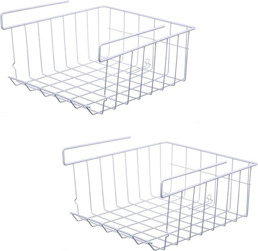 Opbergmand 2-pack Opknoping metalen draad Organizer keuken kast bijkeuken wit