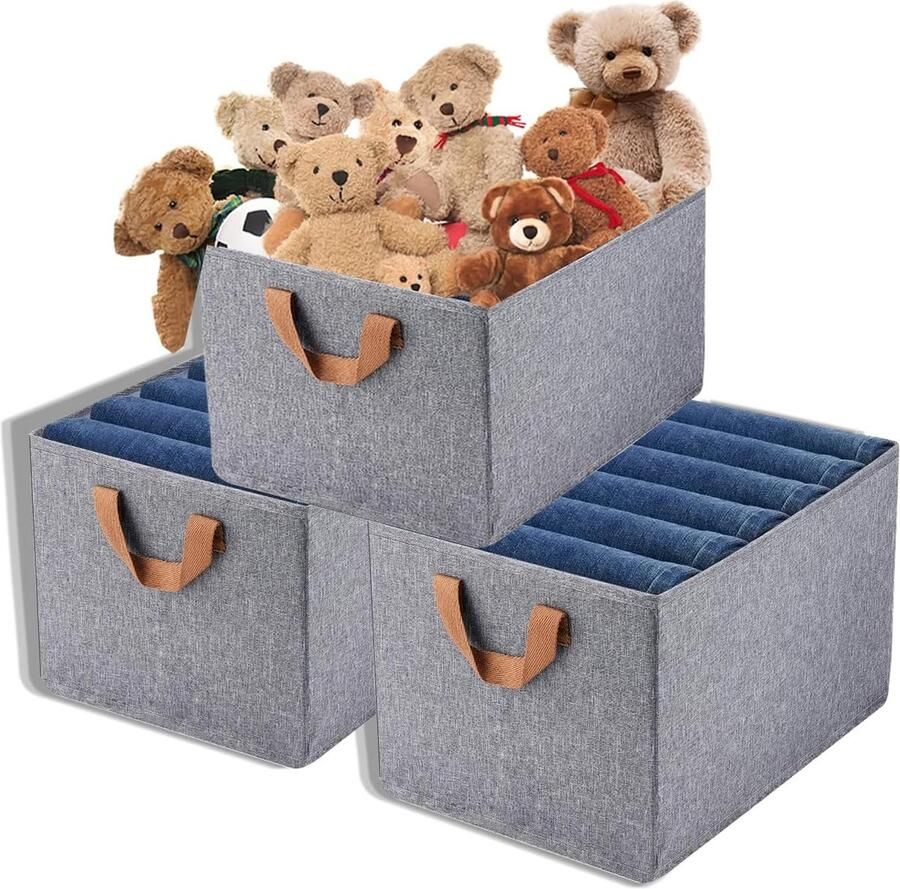 Opbergmand 3-delige set mand met handvat opvouwbaar kationische opbergdozen voor speelgoed kleding boeken enz. thuisopslag