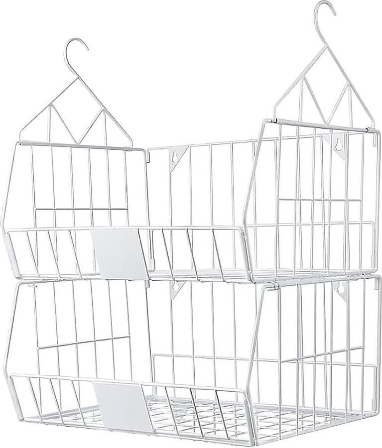 Allecto Plus Hangende Draad Opbergmand met Haken en Planken voor Kleding en Accessoires Praktische Hangende Kledingkast Organizer met Truienhouder