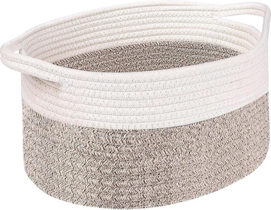 Goodivery Opbergmand gevlochten mand van katoenen touw decoratieve opbergmand gevlochten mand stapelbaar multifunctionele opbergcontainer beige bruin