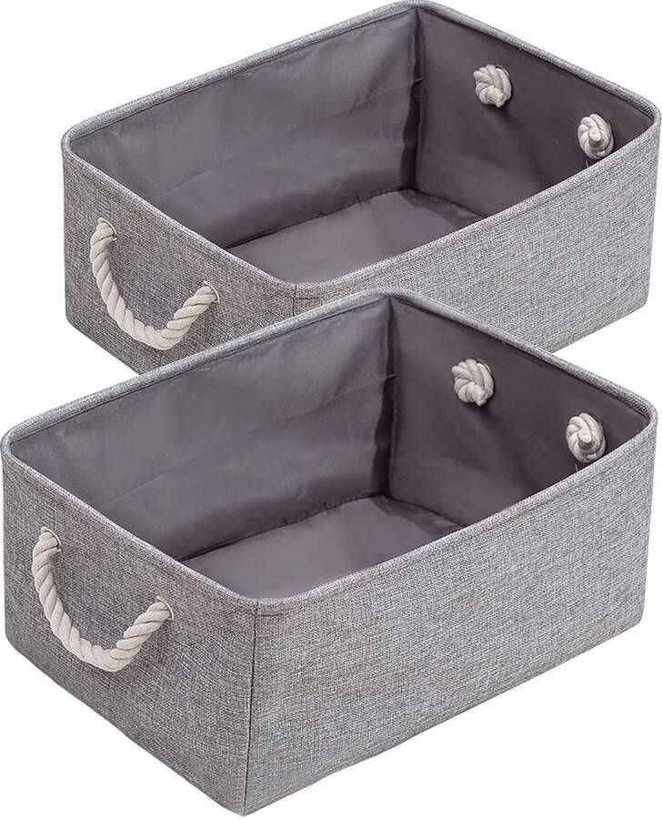 Opbergmand grijs stof opvouwbaar groot linnen decoratieve manden met handgrepen organizer voor slaapkamer kledingkast kinderspeelgoed kantoor (grijs)