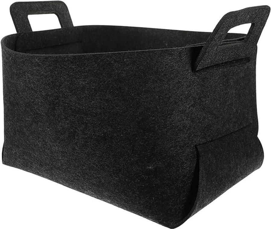Opbergmand Opbergbox Kleding Organizer Kledingkast 18*13*11cm klein Opbergmand Wasmand Waszak vilten doek zwart Woondecoratie Opbergdoos Kast Organizer