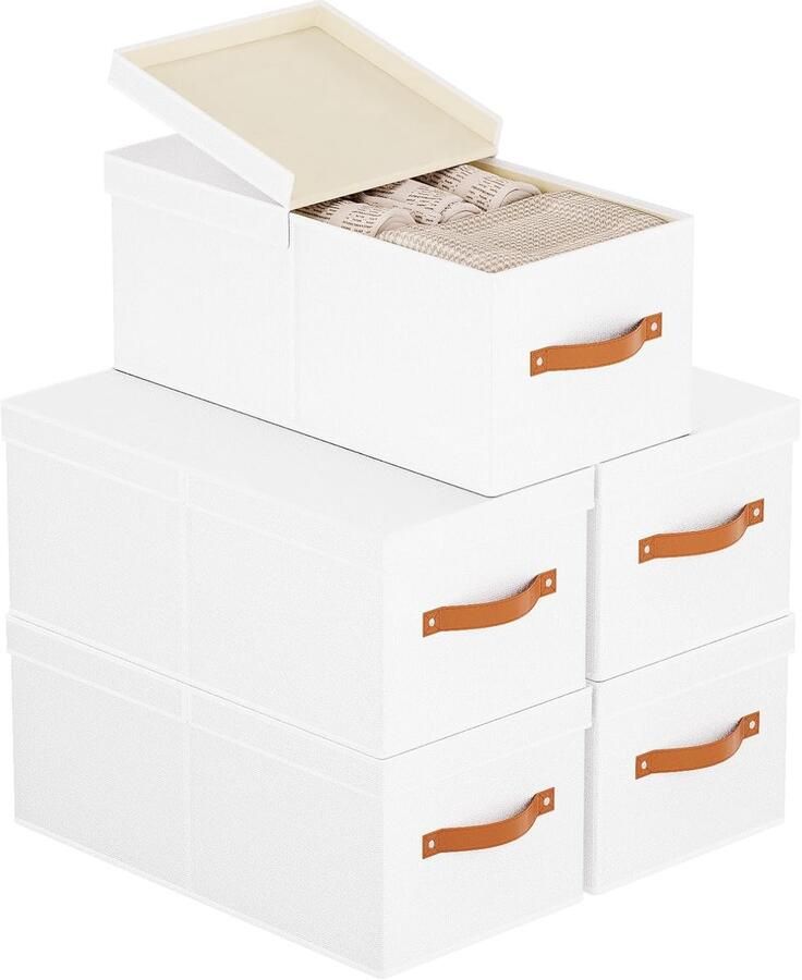 Opbergmand set 5-delig wit opvouwbaar 33 x 23 x 14 cm