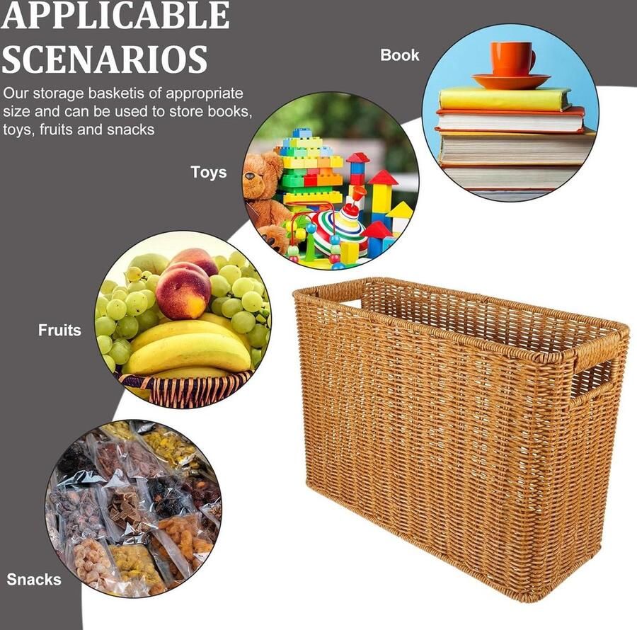 Opbergmand voor tijdschriften zeegras geweven opbergmand voor smalle ruimte boek en tijdschriften rieten mand opbergmand voor bureau thuis