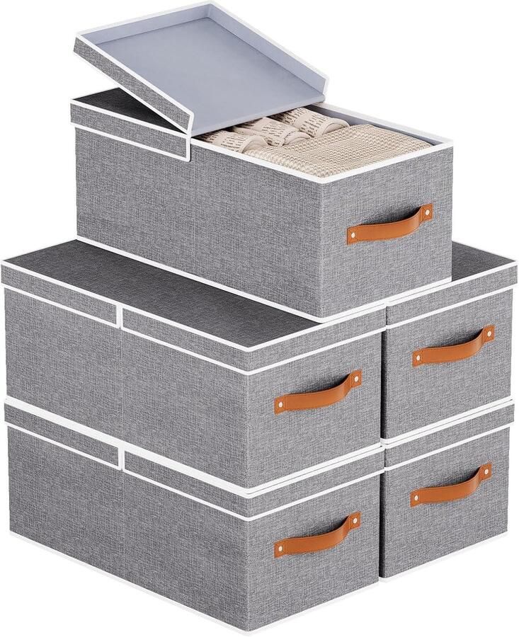 Opbergmanden Set Decoratief en Praktisch 5 Stuks Grijs Stof 33x23x14 cm