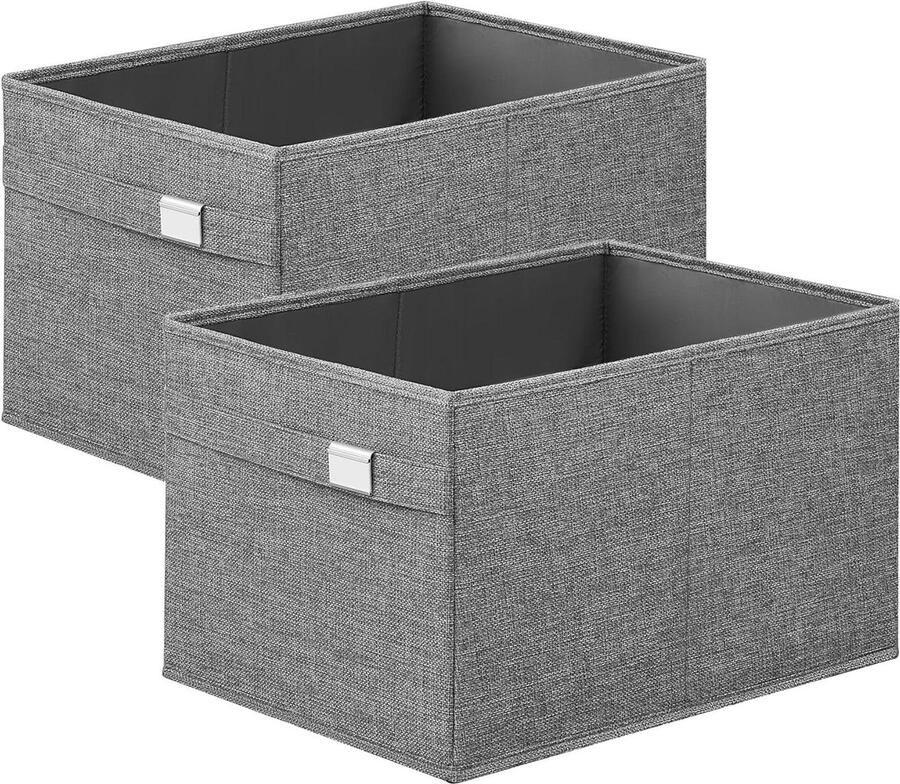 Opbergmanden set van 2 40 x 30 x 25 cm Opvouwbaar Oxford-stof en linnenlook Wasbaar Dove Grey