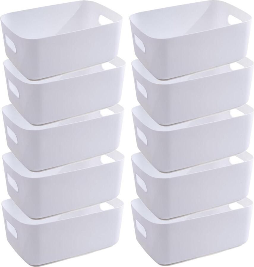 Opbergmanden voor Kantoor Kunststof Opbergmand met Handgrepen Opbergdozen voor Badkamer Keuken Organizer voor Kast 30x20x12cm 10 Wit